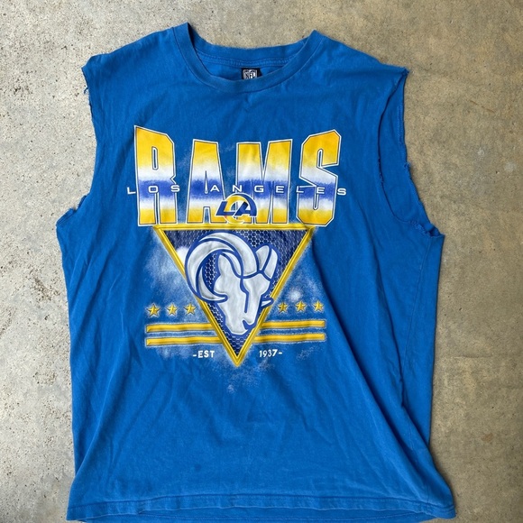 Los Angeles Rams Mens Football Graphic T-Shirt XL Royal Blue Gold (Modified) - Picture 1 of 4